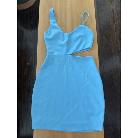 H:OURS Lambert Mini Dress Bright Blue Bodycon Cutout Women’s Size S - Picture 2 of 5